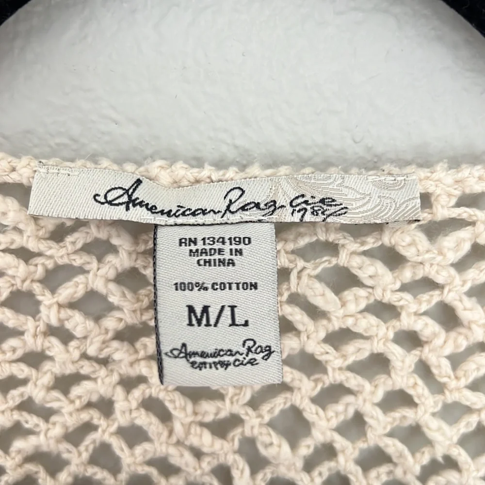 American Rag | Crochet Boho Vest Kimono Cotton Medium / Large